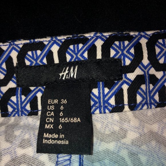 H&M Women's Blue/Black Geometric Pants Size 6 - Picture 3 of 4